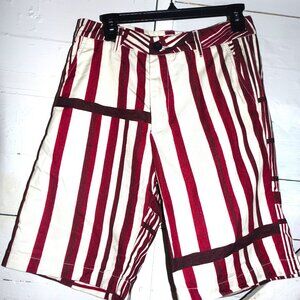Editions M.R. Paris Burgundy Off White Bermuda Shorts Sz 28